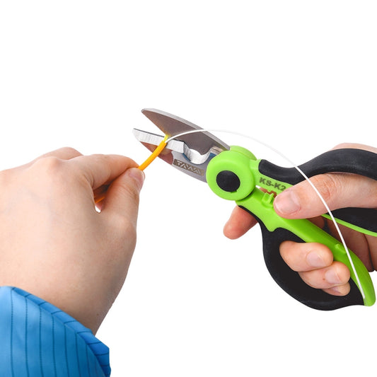 KomShine Stainless Steel Kevlar Serrated Fiber Optic Stripping Scissors, KS-K2