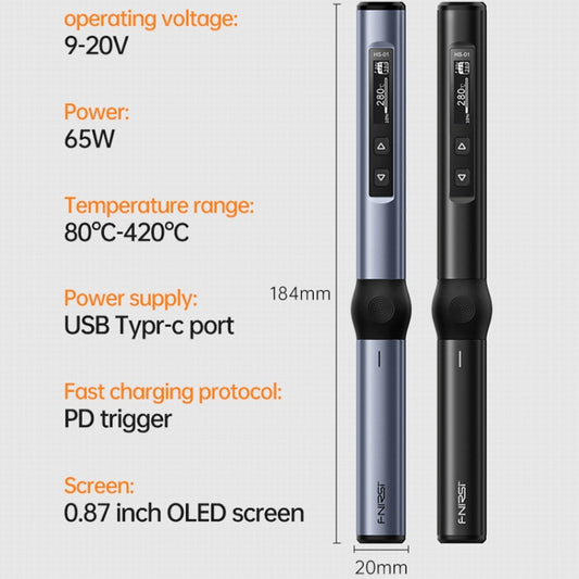 FNIRSI 4pcs/ Set Mini Soldering Station Digital Display Constant Temperature Smart Soldering Iron, Blue Standard BC2, Black Standard BC2, Blue Standard 6 Heads, Black Standard 6 Heads, Blue BC2 with Power Supply, Black BC2 with Power Supply������������...