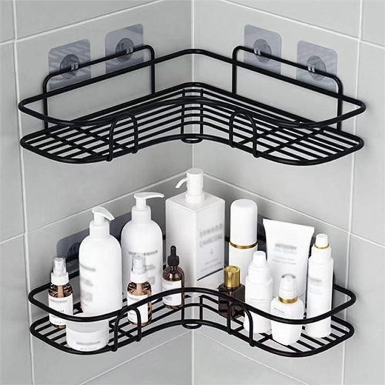 Punch-free Bathroom Triangle Storage Rack Multifunctional Wall Hanging Bracket, Triangle (White), Triangle (Black)