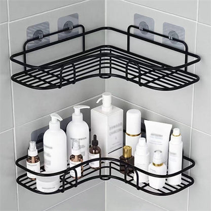 Punch-free Bathroom Triangle Storage Rack Multifunctional Wall Hanging Bracket, Triangle (White), Triangle (Black)