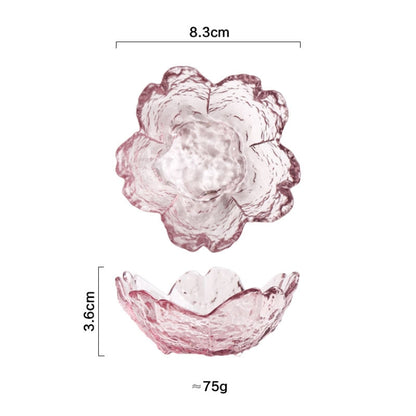 5pcs /Set Hammer Glass Cherry Blossom Dish House Sauce Plate Small Dish, Pink, Gold Edge Pink, Transparent