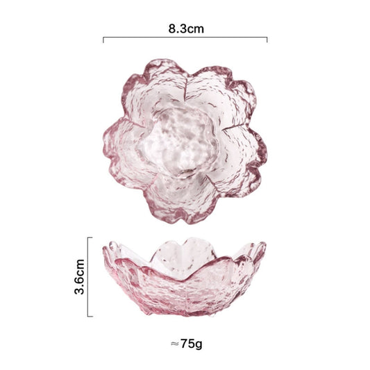 5pcs /Set Hammer Glass Cherry Blossom Dish House Sauce Plate Small Dish, Pink, Gold Edge Pink, Transparent