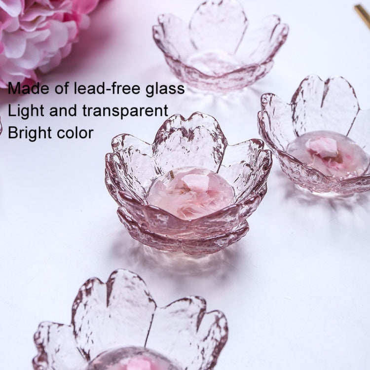 5pcs /Set Hammer Glass Cherry Blossom Dish House Sauce Plate Small Dish, Pink, Gold Edge Pink, Transparent
