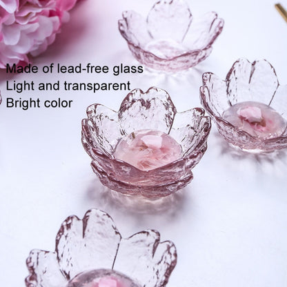 5pcs /Set Hammer Glass Cherry Blossom Dish House Sauce Plate Small Dish, Pink, Gold Edge Pink, Transparent