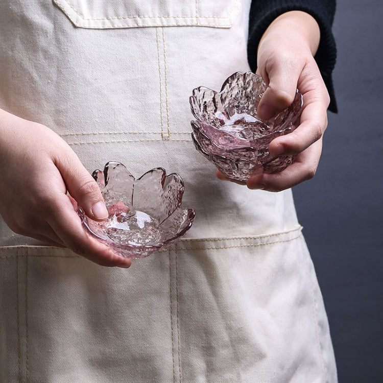 5pcs /Set Hammer Glass Cherry Blossom Dish House Sauce Plate Small Dish, Pink, Gold Edge Pink, Transparent