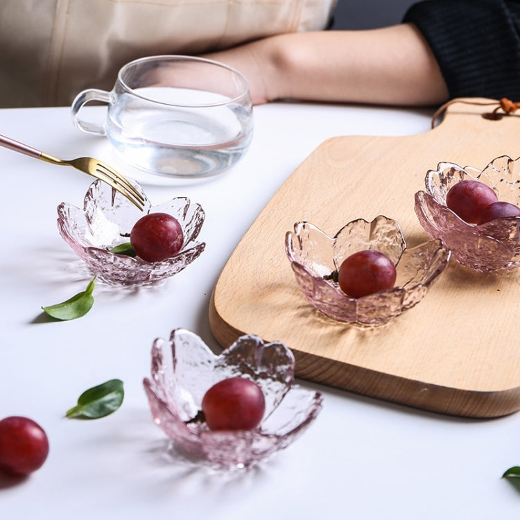 5pcs /Set Hammer Glass Cherry Blossom Dish House Sauce Plate Small Dish, Pink, Gold Edge Pink, Transparent
