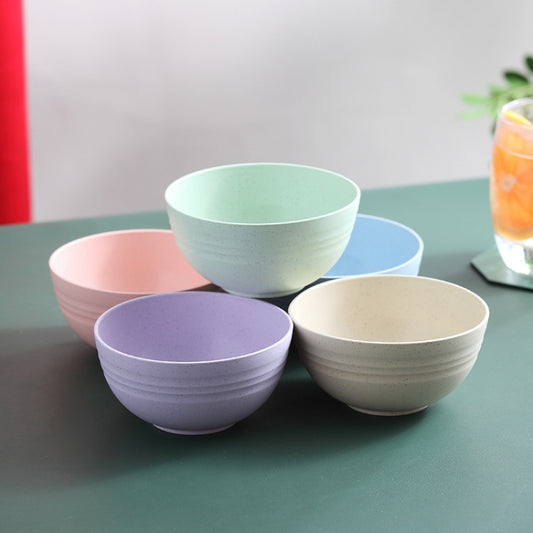 5pcs 4.5 Inch Wheat Straw Bowl House Children Small Bowl Plastic Soup Bowl