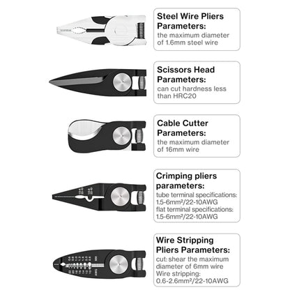 5 In 1  Combination Interchangeable Head Pliers Kit General Repair Screwdriver Pliers, Red Black, White Brown