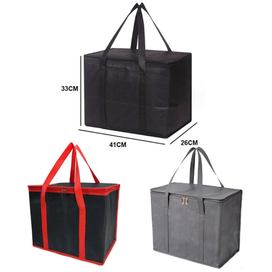 Non-Woven Bento Aluminum Foil Thermal Bag Takeaway Lunch Bag With Bottom Plate, 41x26x33cm