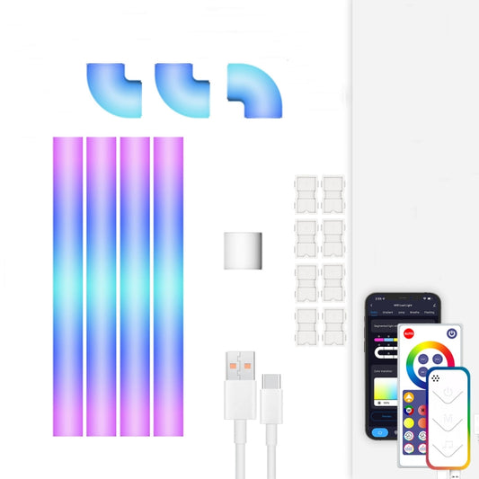 12V RGBIC Splicing Wall Light Intelligent Remote Control Indoor Decorative Ambient Lights, 4pcs+3 Corners Bluetooth, 8pcs+4 Corners Bluetooth, 4pcs+3 Corners WiFi, 8pcs+4 Corners WiFi