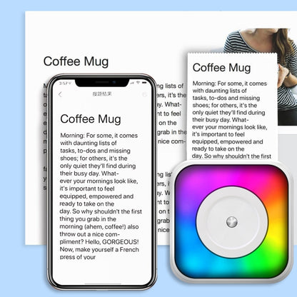 RGB Light Portable Mini Bluetooth Printer Inkless Document Label Printer