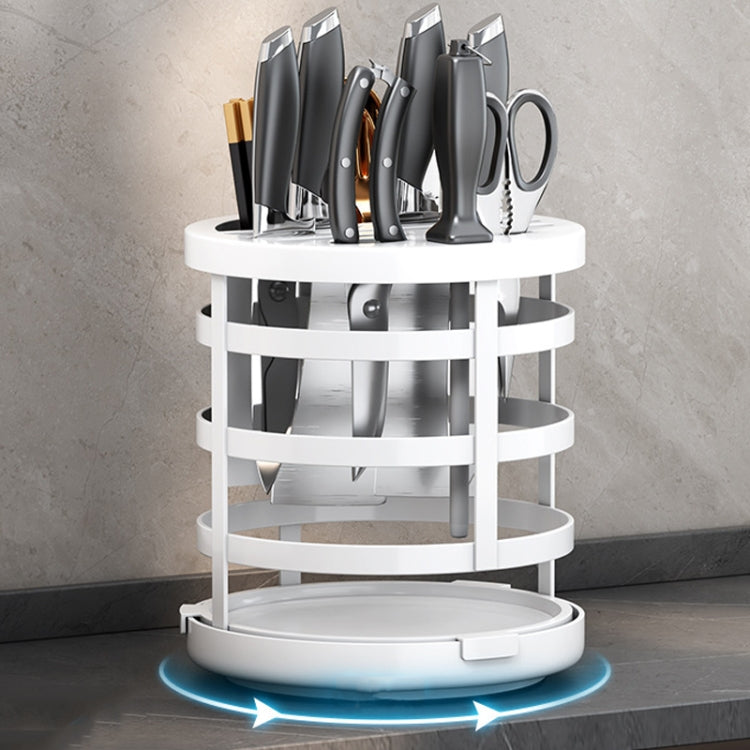 Home Thicken Knife Organizer Chopstick Cylinder Kitchen Drainage Countertop Shelf, Fixed (White), Fixed (Black), Fixed (Creamy), Rotary (White), Rotary (Black), Rotary (Creamy)