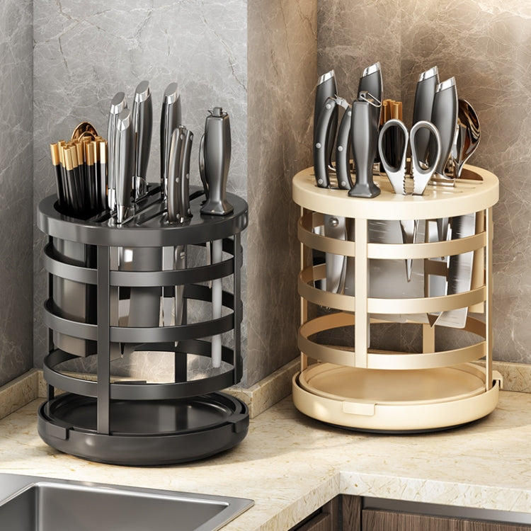 Home Thicken Knife Organizer Chopstick Cylinder Kitchen Drainage Countertop Shelf, Fixed (White), Fixed (Black), Fixed (Creamy), Rotary (White), Rotary (Black), Rotary (Creamy)