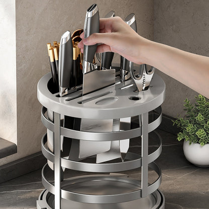 Home Thicken Knife Organizer Chopstick Cylinder Kitchen Drainage Countertop Shelf, Fixed (White), Fixed (Black), Fixed (Creamy), Rotary (White), Rotary (Black), Rotary (Creamy)