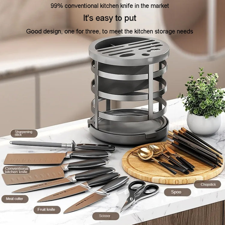 Home Thicken Knife Organizer Chopstick Cylinder Kitchen Drainage Countertop Shelf, Fixed (White), Fixed (Black), Fixed (Creamy), Rotary (White), Rotary (Black), Rotary (Creamy)