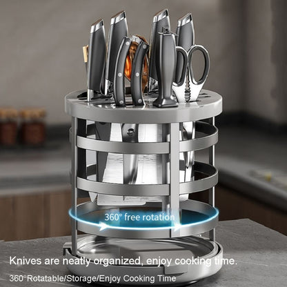 Home Thicken Knife Organizer Chopstick Cylinder Kitchen Drainage Countertop Shelf, Fixed (White), Fixed (Black), Fixed (Creamy), Rotary (White), Rotary (Black), Rotary (Creamy)