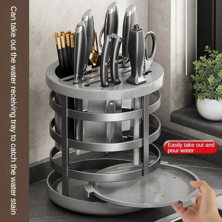 Home Thicken Knife Organizer Chopstick Cylinder Kitchen Drainage Countertop Shelf, Fixed (White), Fixed (Black), Fixed (Creamy), Rotary (White), Rotary (Black), Rotary (Creamy)
