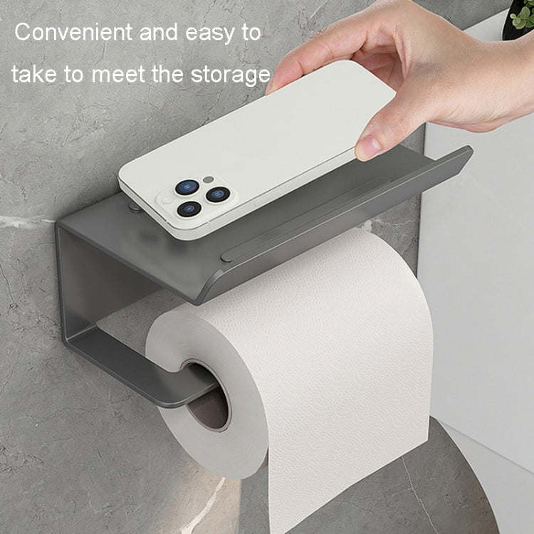 Stainless Steel Bathroom Roll Paper Holder No-Punch Cell Phone Storage Shelf, Phone Rack (White), Paper Rack (White）, Phone Rack (Black), Paper Rack (Black), Phone Rack (Gray), Paper Rack (Gray)