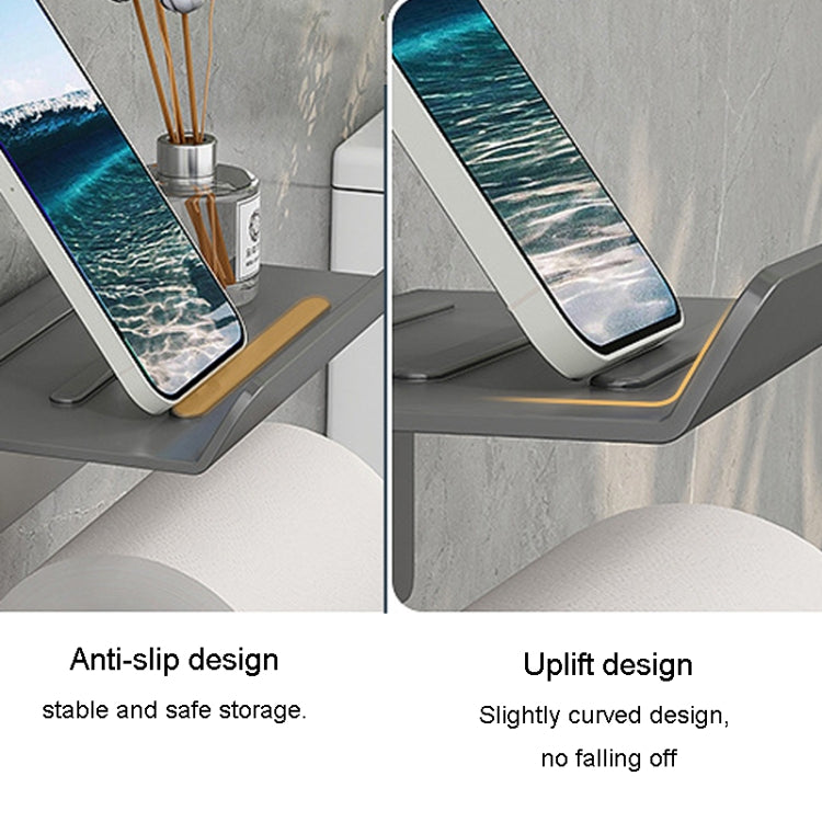 Stainless Steel Bathroom Roll Paper Holder No-Punch Cell Phone Storage Shelf, Phone Rack (White), Paper Rack (White）, Phone Rack (Black), Paper Rack (Black), Phone Rack (Gray), Paper Rack (Gray)