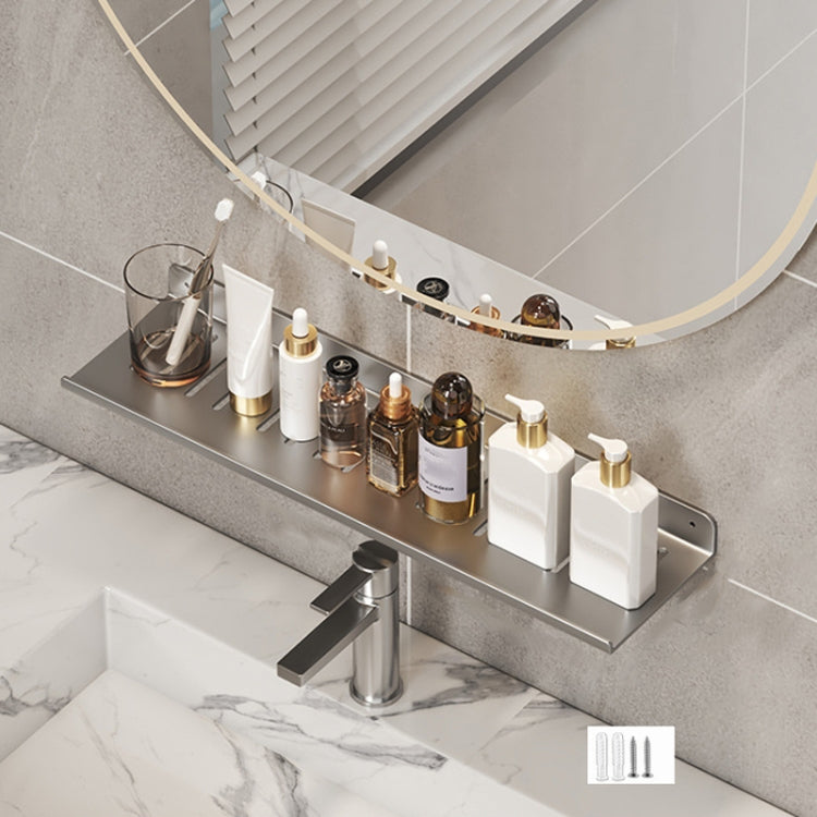 Faucet Rack Home Bathroom Vanity Shelf No Hole Storage Shelf, 30cm (White), 40cm (White), 50cm (White), 30cm (Black), 40cm (Black), 50cm (Black), 30cm (Gray), 40cm (Gray), 50cm (Gray), 50cm U-shaped (White), 50cm U-shaped (Black), 50cm U-shaped (Gray)