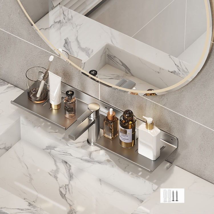 Faucet Rack Home Bathroom Vanity Shelf No Hole Storage Shelf, 30cm (White), 40cm (White), 50cm (White), 30cm (Black), 40cm (Black), 50cm (Black), 30cm (Gray), 40cm (Gray), 50cm (Gray), 50cm U-shaped (White), 50cm U-shaped (Black), 50cm U-shaped (Gray)