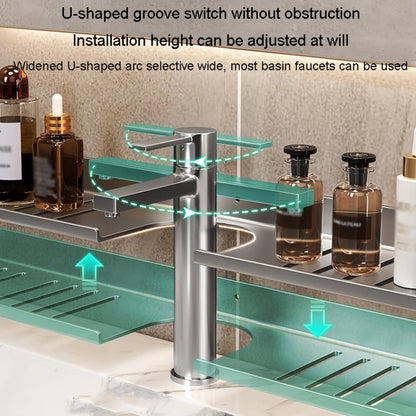 Faucet Rack Home Bathroom Vanity Shelf No Hole Storage Shelf, 30cm (White), 40cm (White), 50cm (White), 30cm (Black), 40cm (Black), 50cm (Black), 30cm (Gray), 40cm (Gray), 50cm (Gray), 50cm U-shaped (White), 50cm U-shaped (Black), 50cm U-shaped (Gray)
