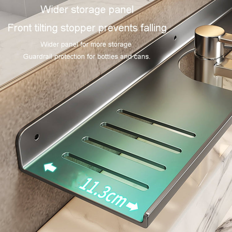 Faucet Rack Home Bathroom Vanity Shelf No Hole Storage Shelf, 30cm (White), 40cm (White), 50cm (White), 30cm (Black), 40cm (Black), 50cm (Black), 30cm (Gray), 40cm (Gray), 50cm (Gray), 50cm U-shaped (White), 50cm U-shaped (Black), 50cm U-shaped (Gray)