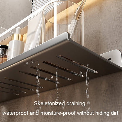 Faucet Rack Home Bathroom Vanity Shelf No Hole Storage Shelf, 30cm (White), 40cm (White), 50cm (White), 30cm (Black), 40cm (Black), 50cm (Black), 30cm (Gray), 40cm (Gray), 50cm (Gray), 50cm U-shaped (White), 50cm U-shaped (Black), 50cm U-shaped (Gray)