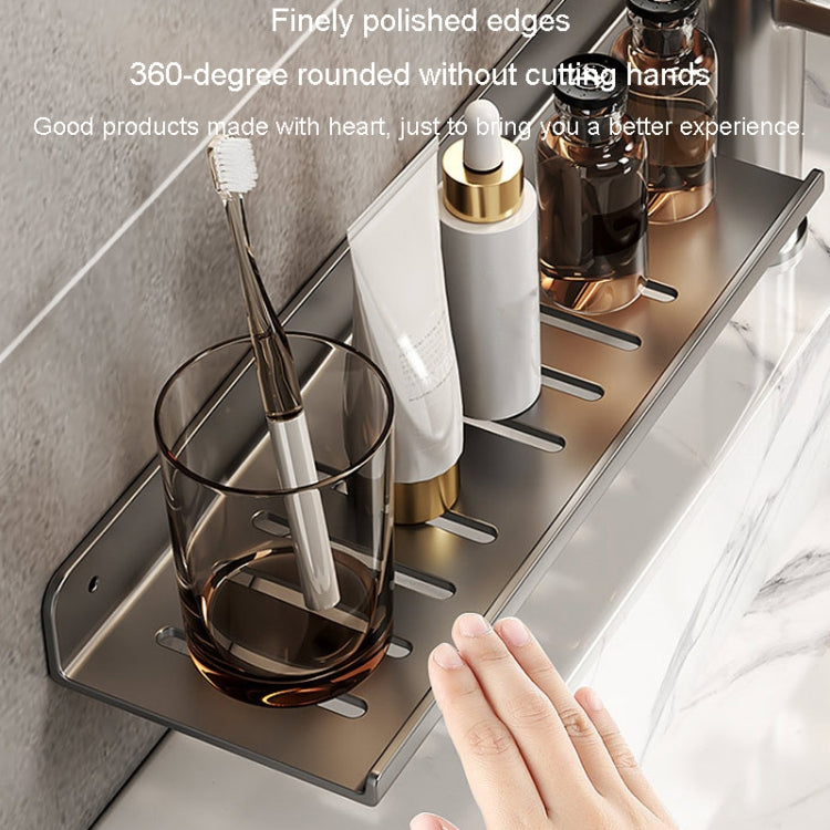 Faucet Rack Home Bathroom Vanity Shelf No Hole Storage Shelf, 30cm (White), 40cm (White), 50cm (White), 30cm (Black), 40cm (Black), 50cm (Black), 30cm (Gray), 40cm (Gray), 50cm (Gray), 50cm U-shaped (White), 50cm U-shaped (Black), 50cm U-shaped (Gray)
