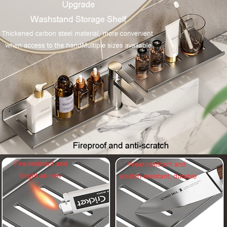 Faucet Rack Home Bathroom Vanity Shelf No Hole Storage Shelf, 30cm (White), 40cm (White), 50cm (White), 30cm (Black), 40cm (Black), 50cm (Black), 30cm (Gray), 40cm (Gray), 50cm (Gray), 50cm U-shaped (White), 50cm U-shaped (Black), 50cm U-shaped (Gray)