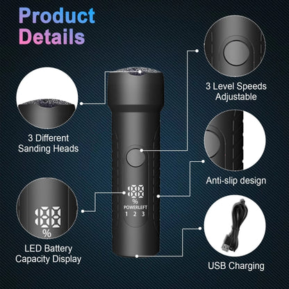 Electric Foot File Pedicure Kit Waterproof Feet Callus Remover, White, Kit 1 White, Kit 2  White, Matte Black, Kit 1 Black, Kit 2  Black