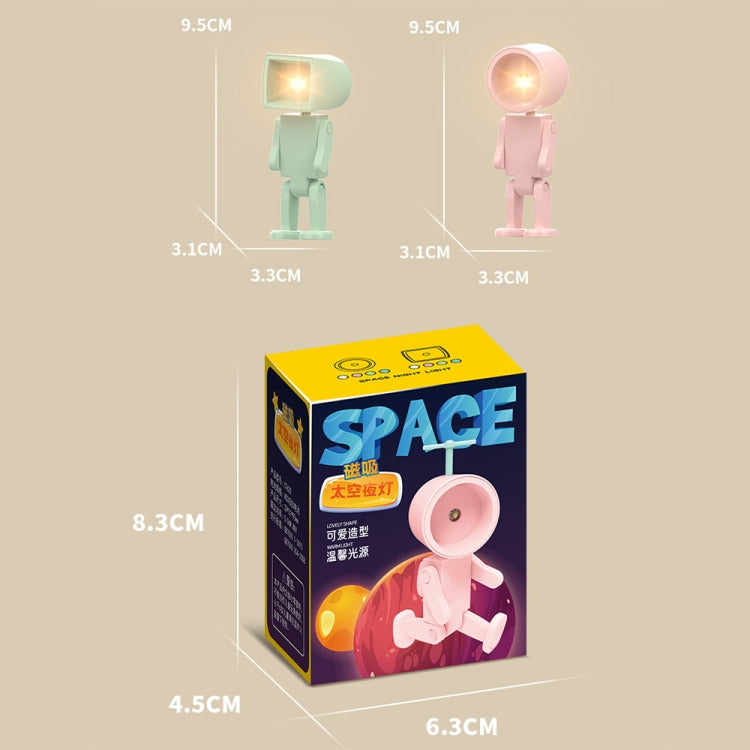 Mini Astronaut Magnetic LED Night Light Desktop Building Block Ornaments Desk Lamp, Round White, Round Pink, Round Blue, Round Green, Square White, Square Pink, Square Blue, Square Green