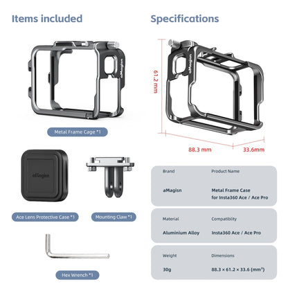 For Insta360 Ace Pro 2 / Ace Pro / Ace AMagisn Metal Rabbit Cage Protective Frame