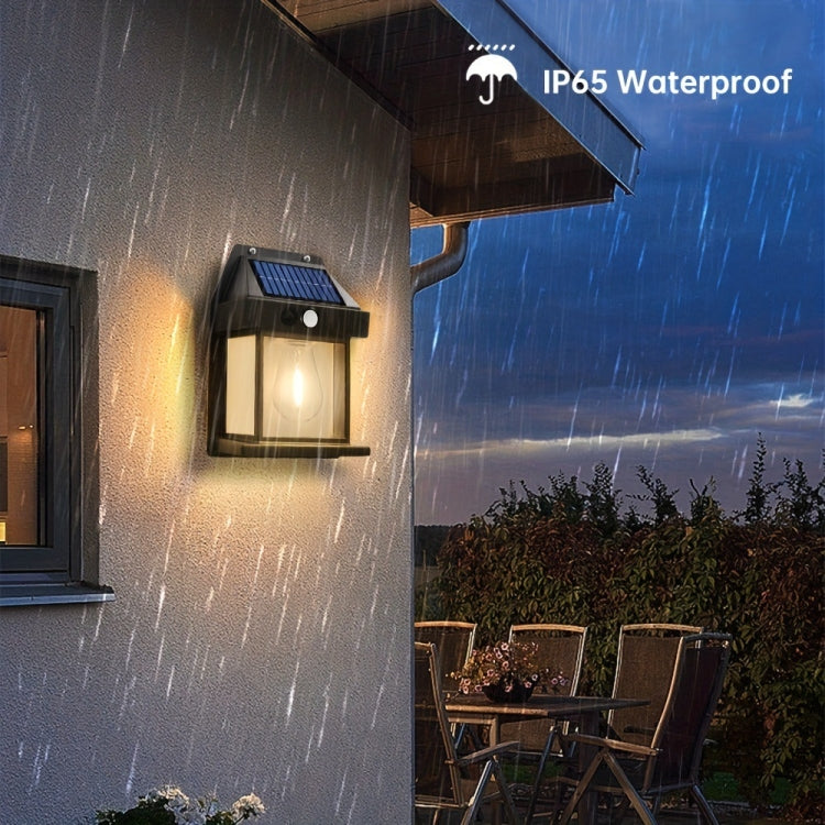Solar Outdoor Tungsten Wall Light 3 Modes Body Sensing Waterproof Garden Villa Night Light, Regular Black, Regular White, Large Black, Large white