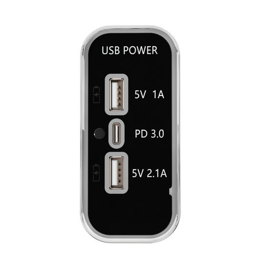 12/24V USB+Type-C Car, RV, Boat Mobile Phone Charger Modification, Silver 2.1A+1A+PD3.0
