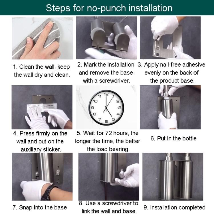 Hotel Stainless Steel Soap Dispenser Home Wall Mounted No Punch Press To Soap Bottle, Round 1 Barrel, Round 3 Barrel, Square 1 Barrel, Square 2 Barrel, Square 3 Barrel
