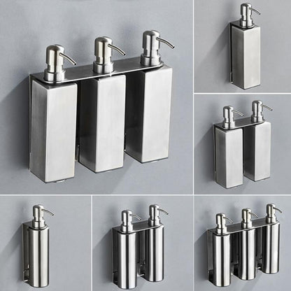 Hotel Stainless Steel Soap Dispenser Home Wall Mounted No Punch Press To Soap Bottle, Round 1 Barrel, Round 3 Barrel, Square 1 Barrel, Square 2 Barrel, Square 3 Barrel