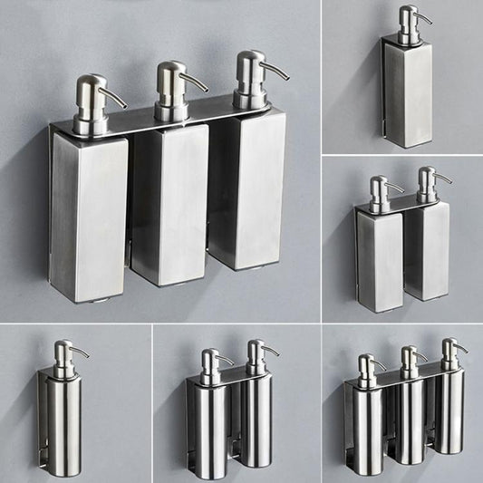 Hotel Stainless Steel Soap Dispenser Home Wall Mounted No Punch Press To Soap Bottle, Round 1 Barrel, Round 3 Barrel, Square 1 Barrel, Square 2 Barrel, Square 3 Barrel