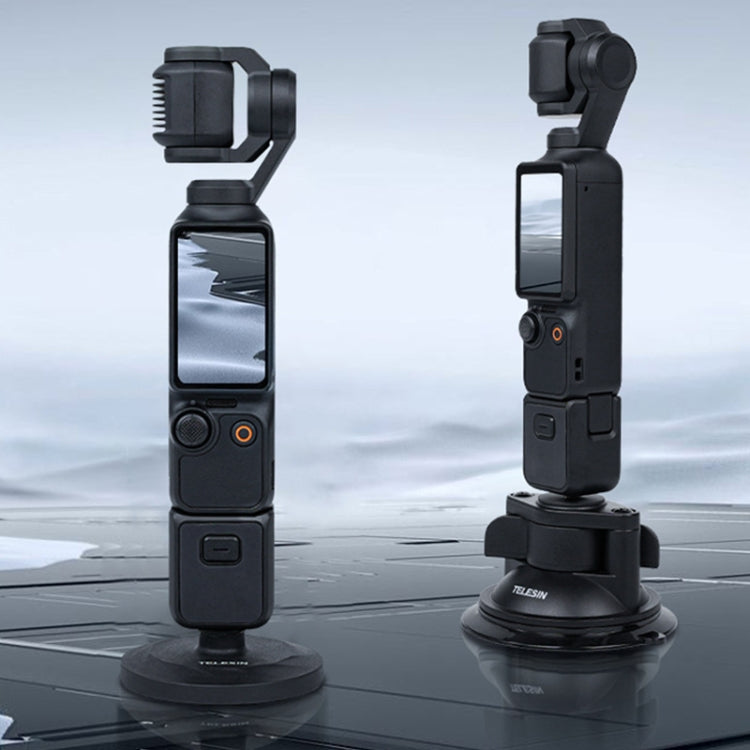 قاعدة مغناطيسية من TELESIN مع واجهة 1/4 بوصة لكاميرا DJI Pocket 3 / Insta360 والهواتف الذكية، بدون قاعدة شفط