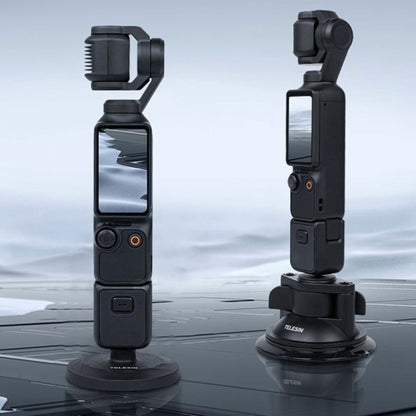 قاعدة مغناطيسية من TELESIN مع واجهة 1/4 بوصة لكاميرا DJI Pocket 3 / Insta360 والهواتف الذكية، بدون قاعدة شفط