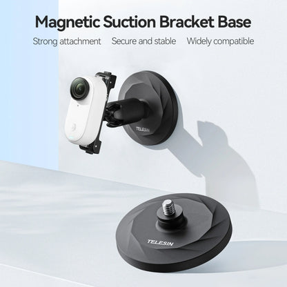 قاعدة مغناطيسية من TELESIN مع واجهة 1/4 بوصة لكاميرا DJI Pocket 3 / Insta360 والهواتف الذكية، بدون قاعدة شفط