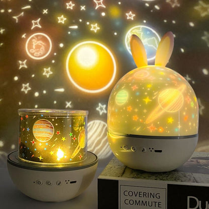 Rotatable Cartoon Atmosphere Projection Lamp Music Night Light, Plug-in Model, Music Box Remote Model, Bluetooth Remote Model