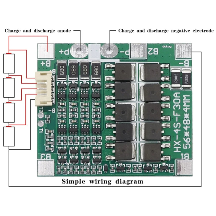 4 S 14.8V / 12.8V 30A Lithium Battery Protective Plate With Equalizer Lithium Iron Phosphate Battery Protection Board