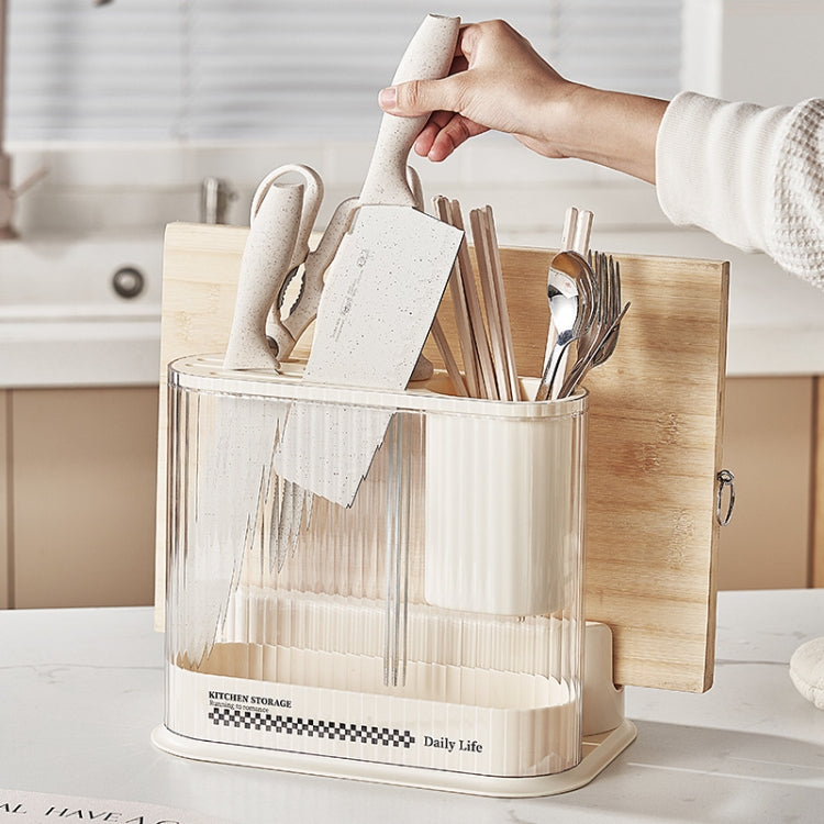 Cream Style Kitchen Storage Rack Knife Holder Chopping Board, Pot Lid Rack, Knife Rack, 2 In 1