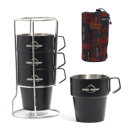 COOL CAMP CF-519 Outdoor Camping 304 Stainless Steel Coffee Cup Thermal Insulation Anti-Scald Double Vacuum Mugs