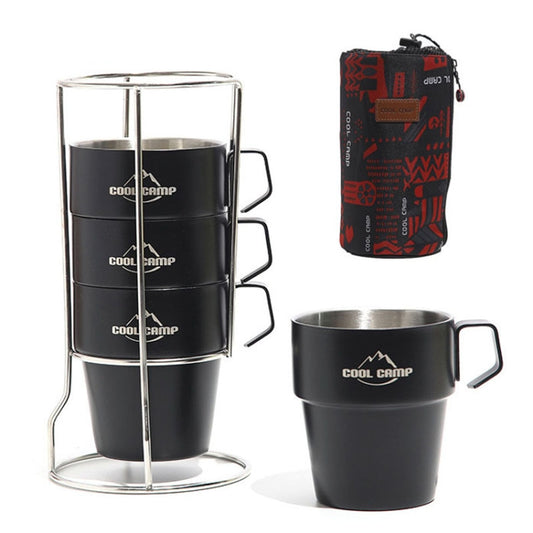 COOL CAMP CF-519 Outdoor Camping 304 Stainless Steel Coffee Cup Thermal Insulation Anti-Scald Double Vacuum Mugs