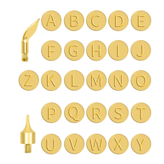 28 In 1 Wood Burning Solder Tips Uppercase Alphabet Chiseled Tips Blades Pyrography Tool, 28 In 1 Alphabet