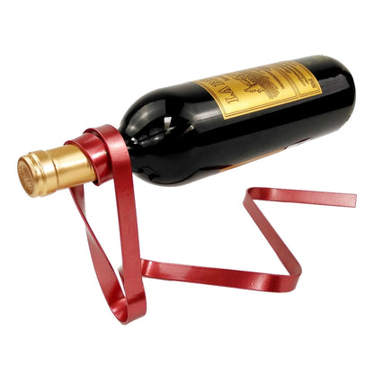 Metal Ribbon Suspended Wine Bottle Holder Home Desktop Decorative Ornaments