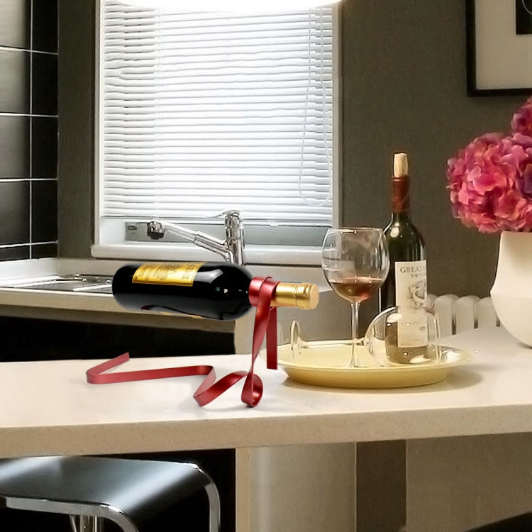Metal Ribbon Suspended Wine Bottle Holder Home Desktop Decorative Ornaments
