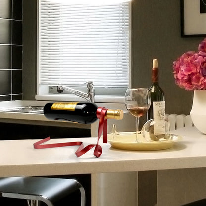 Metal Ribbon Suspended Wine Bottle Holder Home Desktop Decorative Ornaments